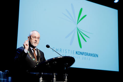 Rektor Sigmund Grønmo på Christiekonferansen.