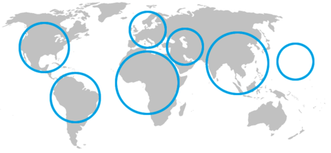 UiB Global areas on a world map