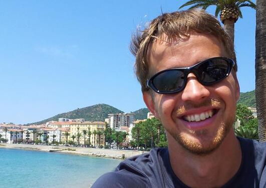 Marius Årthun in an ice-free environment, at Corsica