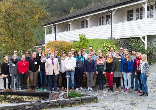 Pic of Group outside Fjordslottet at Osterøy
