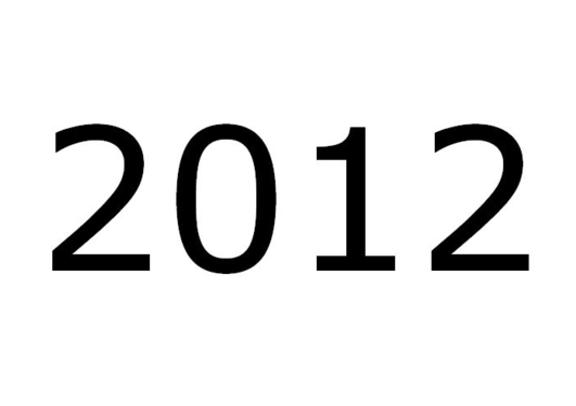 Årstalet 2012 på kvitbakgrunn