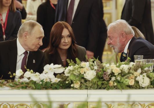 Lula da Silva and Vladimir Putin at meeting in Kremlin