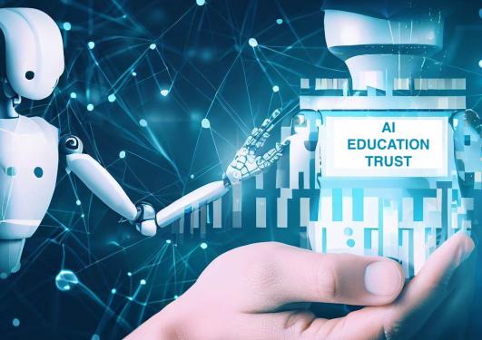 Illustrasjonsfoto som viser en menneskehånd og en robot.