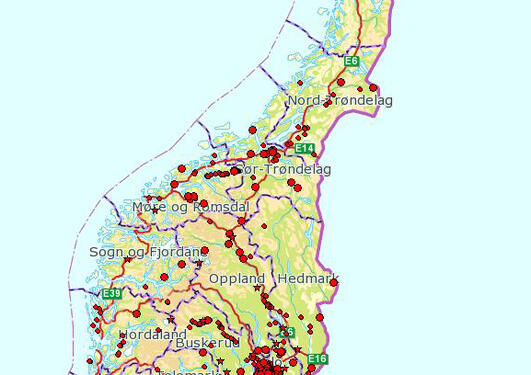 Distribution map of 7-spot ladybird in southern Norway