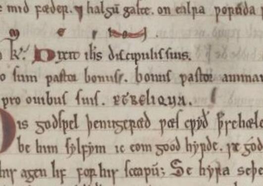 Oxford, Bodleian Library, MS Bodl. 343 (s. xii ¾), fol. viii_v (detail)