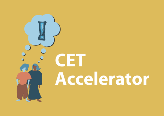 Yellow background with title CET Accelerator