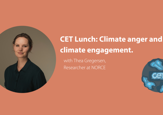 portrait of Thea Gregersen with text CET Lunch: Climate anger and climate engagement