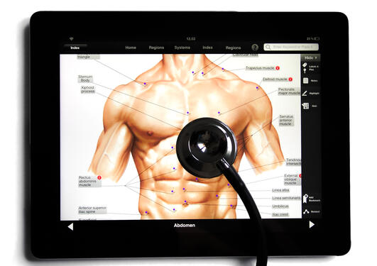 Image showing doctor's medical tablet with stethoscope.