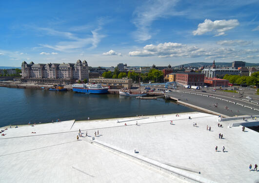 Oslo harbour seen from the Opera roof