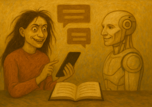 Illustrasjon til seminaret, kvinne og robot