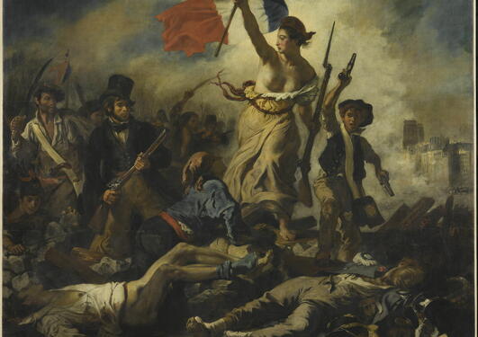 Friheten leder folket maleri av Delacroix