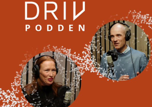 Plakat for Drivpodden med bilde av Marion Solheim og Stian Knappskog