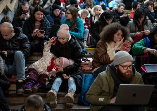 People sheltering in the subway, Ukraine