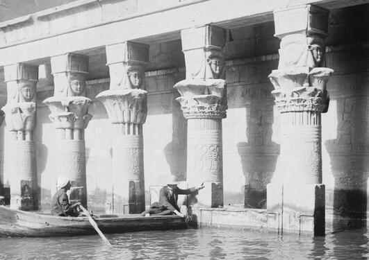 Flooded Temple of Isis, Philae, Egypt. 1900-1920