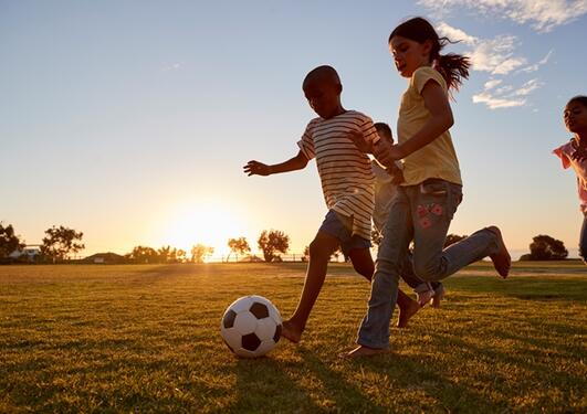 Children playing football