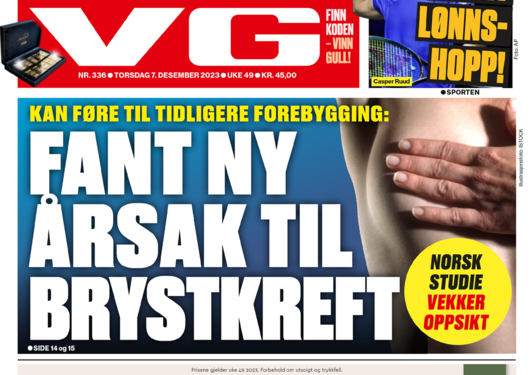 Forsiden av e-avisen til VG