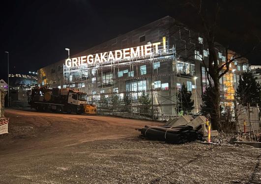 Bilde av tomten hvor Griegakademiet skal bygges