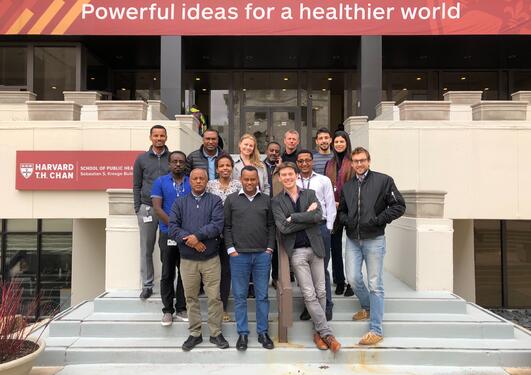 The DCP-E team outside Harvard T.H. Chan School of Public Health