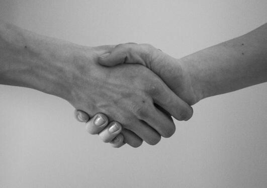 Picture of two hands, shaking hands
