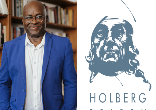 Press photo of Holberg Prize winner Achille Mbembe and Holberg Prize logo