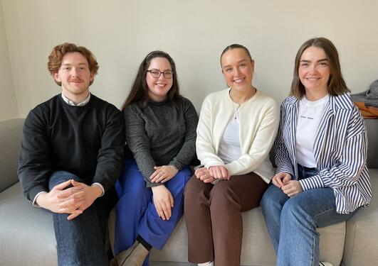 The MA students in the GOV-Day committee. From the left: Ole Anders Rognø, Anne Marthe Borgen, Oda Bolstad and Emma Harestad. Not present: Maiken Mucha.