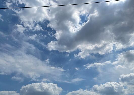Blue sky dotted with white clouds
