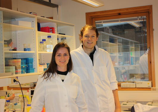 To forskere i et laboratorium