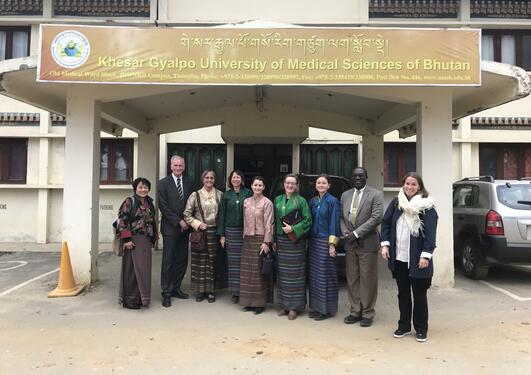 Norwegian group at discussions at Khesar Gyalpo University of Medical Sciences of Bhutan