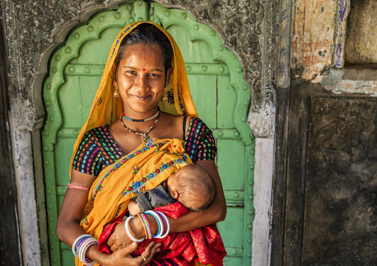 Indian woman and baby