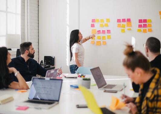 People working in meeting