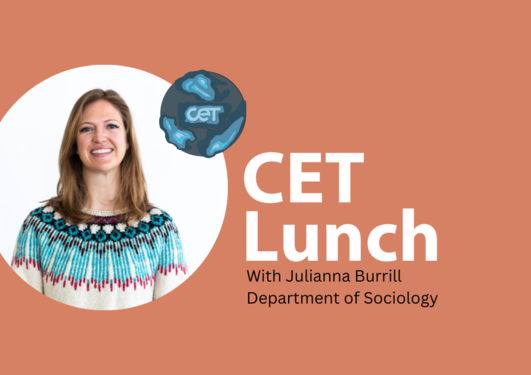Portrait of Julianna Burrill with CET Lunch written as title