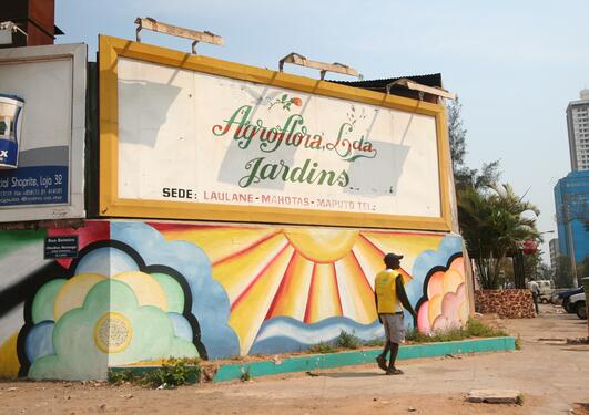View of a commercial sign in Maputo