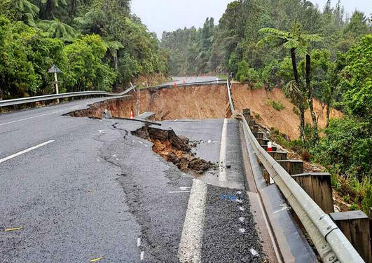 An image of a collapsed road 