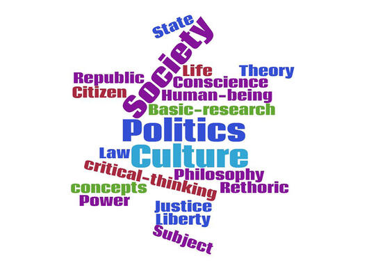 Word cloud with the words Society, Politics and Culture highlighted