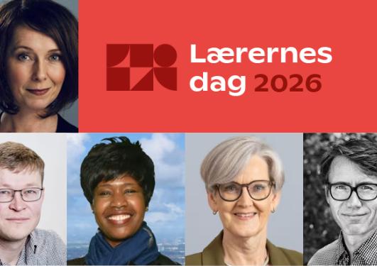 Collage bestående av logo for Lærerens dag og fem av innlederne