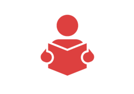 Logo Medarbeiderhåndboken på rød bakgrunn