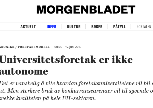 Utsnitt av overskrift i Morgenbladet