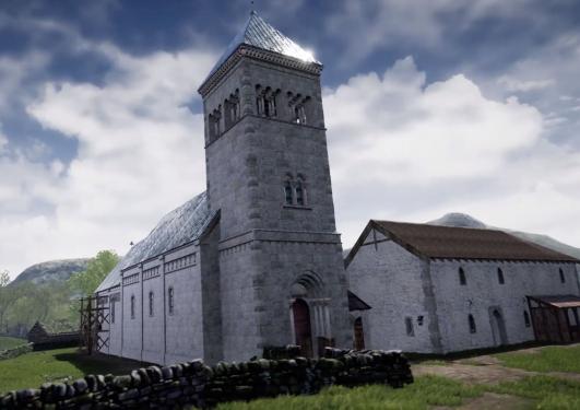 Bilde av rekonstruksjon av Nonneseter kloster.