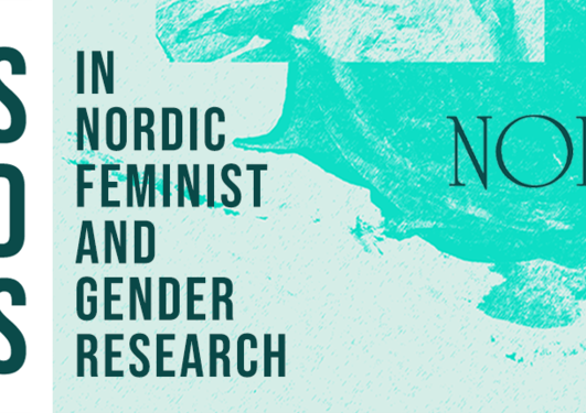 The words Tensions and Potentials in dark green on a white background, on a white and turquoise background: the words "in Nordic Feminist and Gender Research in dark green, "NORA conference", "University of Oslo" and June 20-22, 2022 in black 