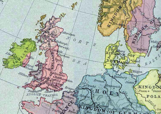 Kart over Nordsjøen i mellomalderen