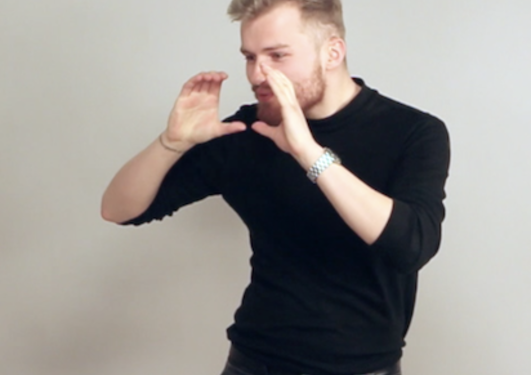 Snapshot from a liteary piece in Lithuanian Sign Language