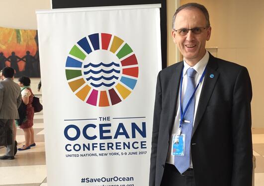 Professor og havforsker Peter M. Haugan fra Universitetet i Bergen på FNs store havkonferanse i New York 5.-9. juni 2017.