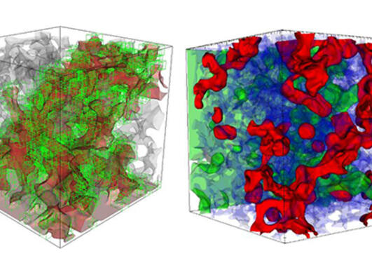 Parallel 3-D simulations of capillary-controlled displacement in sandstone.