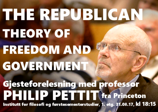 Bilde av Philip Petitt med info om tid og sted for gjesteforelesningen