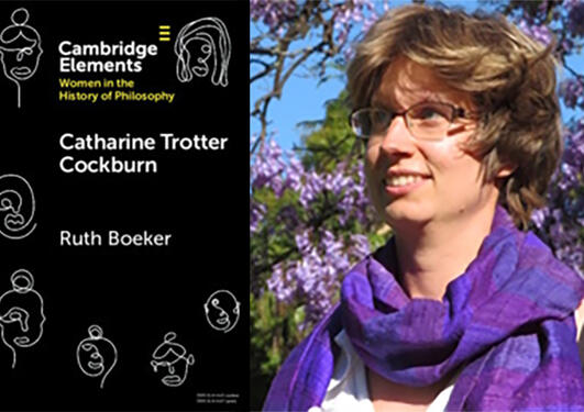Cover on Boeker's book Catharine Trotter Cockburn and portrait of Ruth Boeker