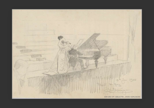 	Drawing [Edvard Grieg og Wilma Neruda-Hallé : Konsert i København, 1900 01.09]