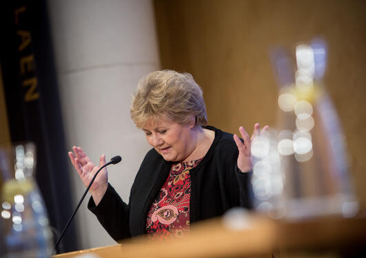 Prime Minister Erna Solberg, Government of Norway, at the SDG Conference Bergen on Friday 9 February 2018.