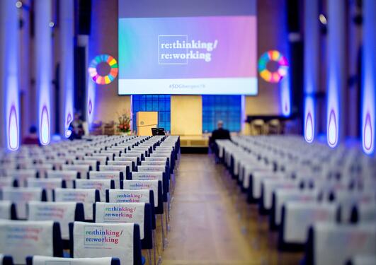 The University Aula in Bergen just before the opening of the 2019 SDG Conference Bergen on Thursday 7 February 2019.