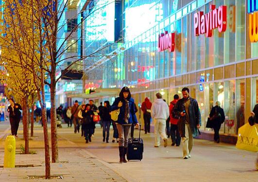 Shoppers on a high street, used to accompany article about the Bergen Shopping Addiction Scale, developed by researchers from the University of Bergen.