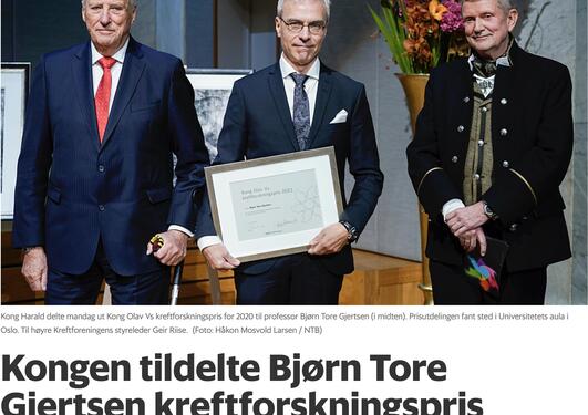 Bjørn Tore Gjertsen får Kongens Kreftforskningspris 2021